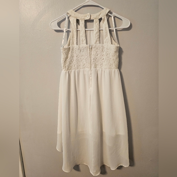 Sequin Hearts Girls white lace strappy formal dress w/ rhinestones Size 12 - Picture 4 of 7